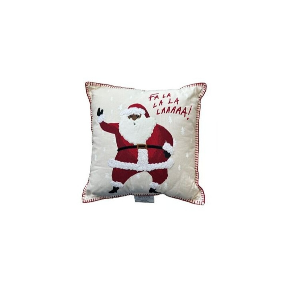 Santa Fa La La Christmas Throw Pillow 18x18 Textured Embroidered Threshold